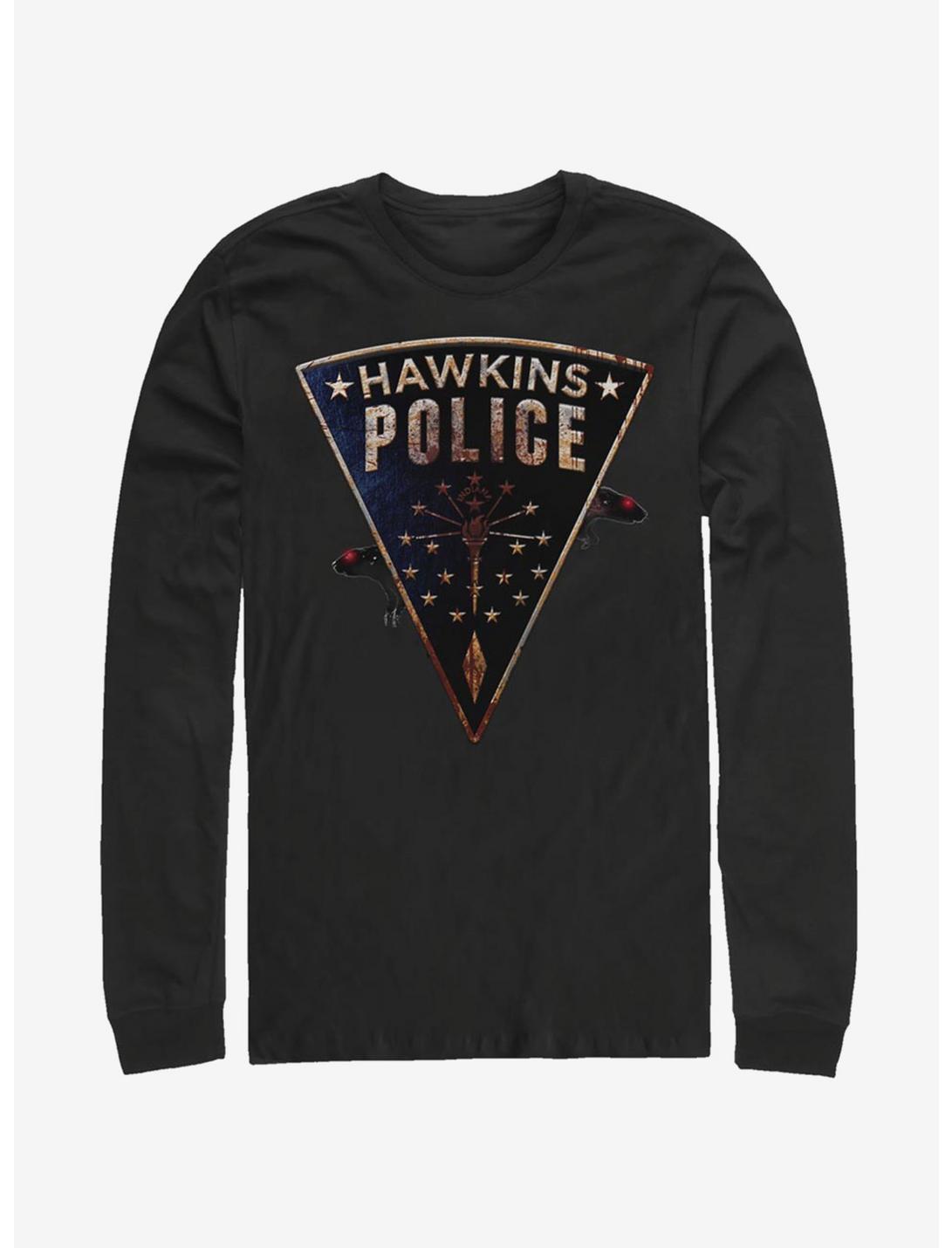 Stranger Things Hawkins Police Rats Long-Sleeve T-Shirt, BLACK, hi-res