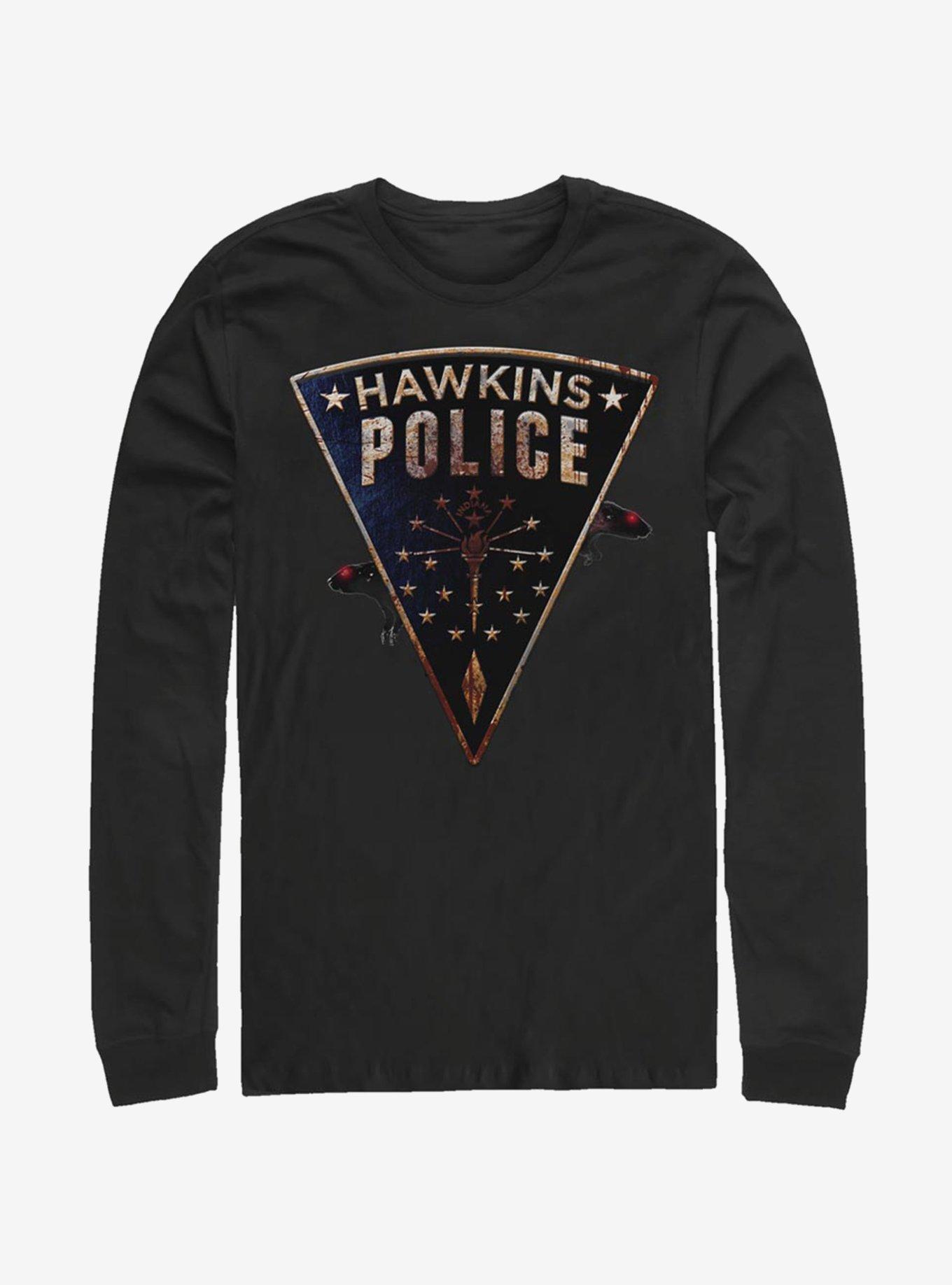 Stranger Things Hawkins Police Rats Long-Sleeve T-Shirt, BLACK, hi-res