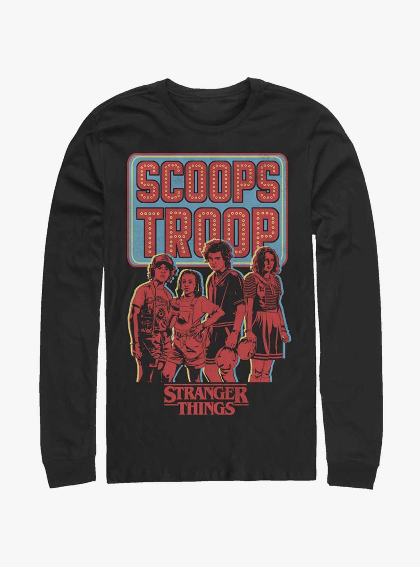 Stranger Things Scoops Troop In Red Long-Sleeve T-Shirt, , hi-res