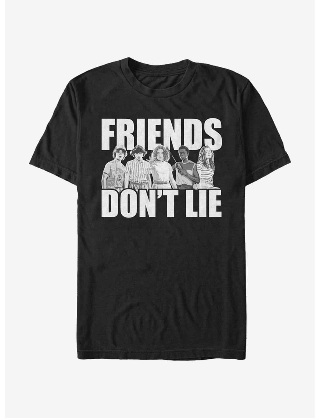 Stranger Things Cast Friends Don't Lie T-Shirt, BLACK, hi-res