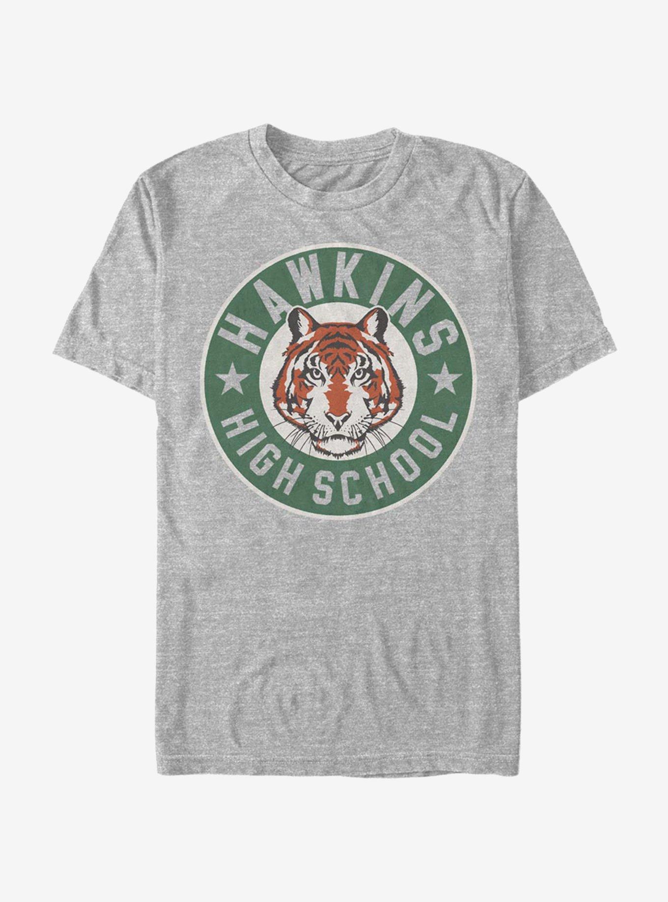 Stranger Things Hawkins High Tiger Emblem T-Shirt - GREY | Hot Topic