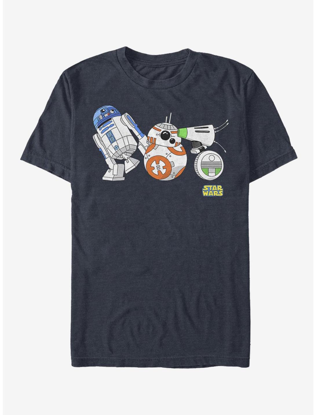 Star Wars Episode IX Rise of Skywalker Droid Lineup T-Shirt, NAVY HTR, hi-res