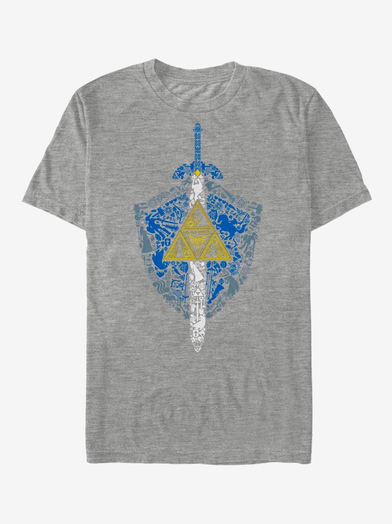 The Legend of Zelda Iconic Shield and Sword T-Shirt, ATH HTR, hi-res