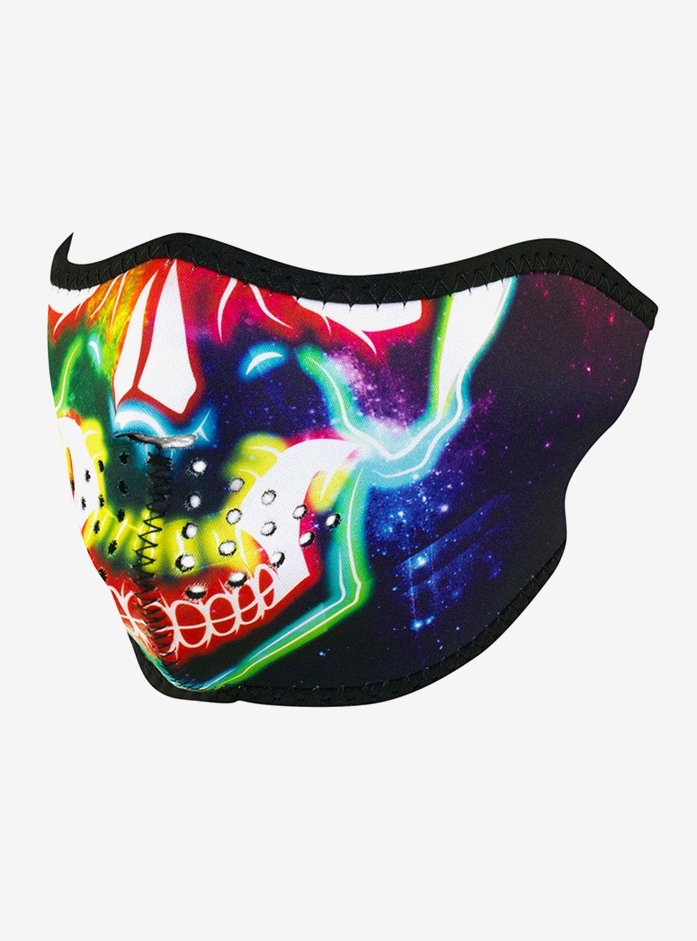 Rainbow Skeleton Galaxy Half Face Mask With Holes, , hi-res