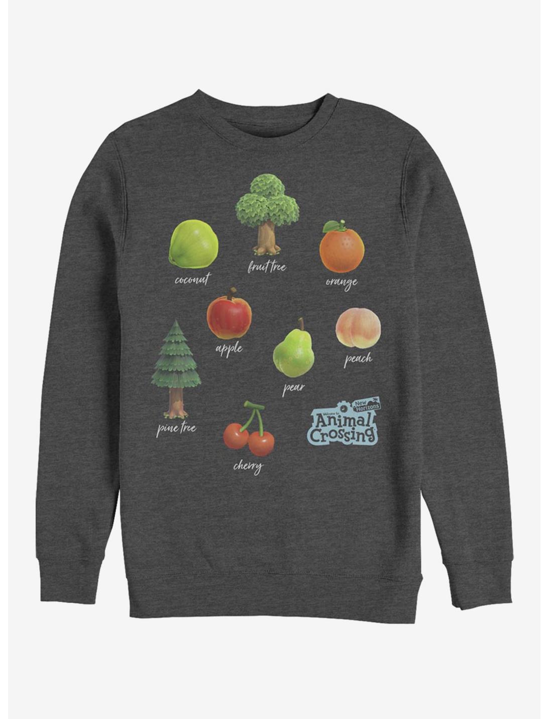 Animal Crossing Fruit and Trees Sweatshirt, CHAR HTR, hi-res