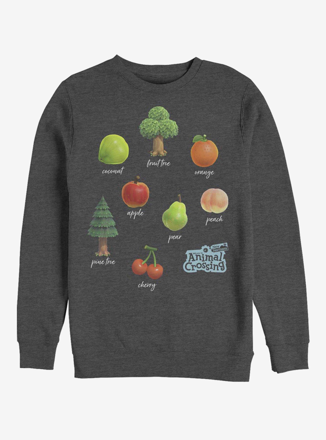 Animal Crossing Fruit and Trees Sweatshirt, CHAR HTR, hi-res