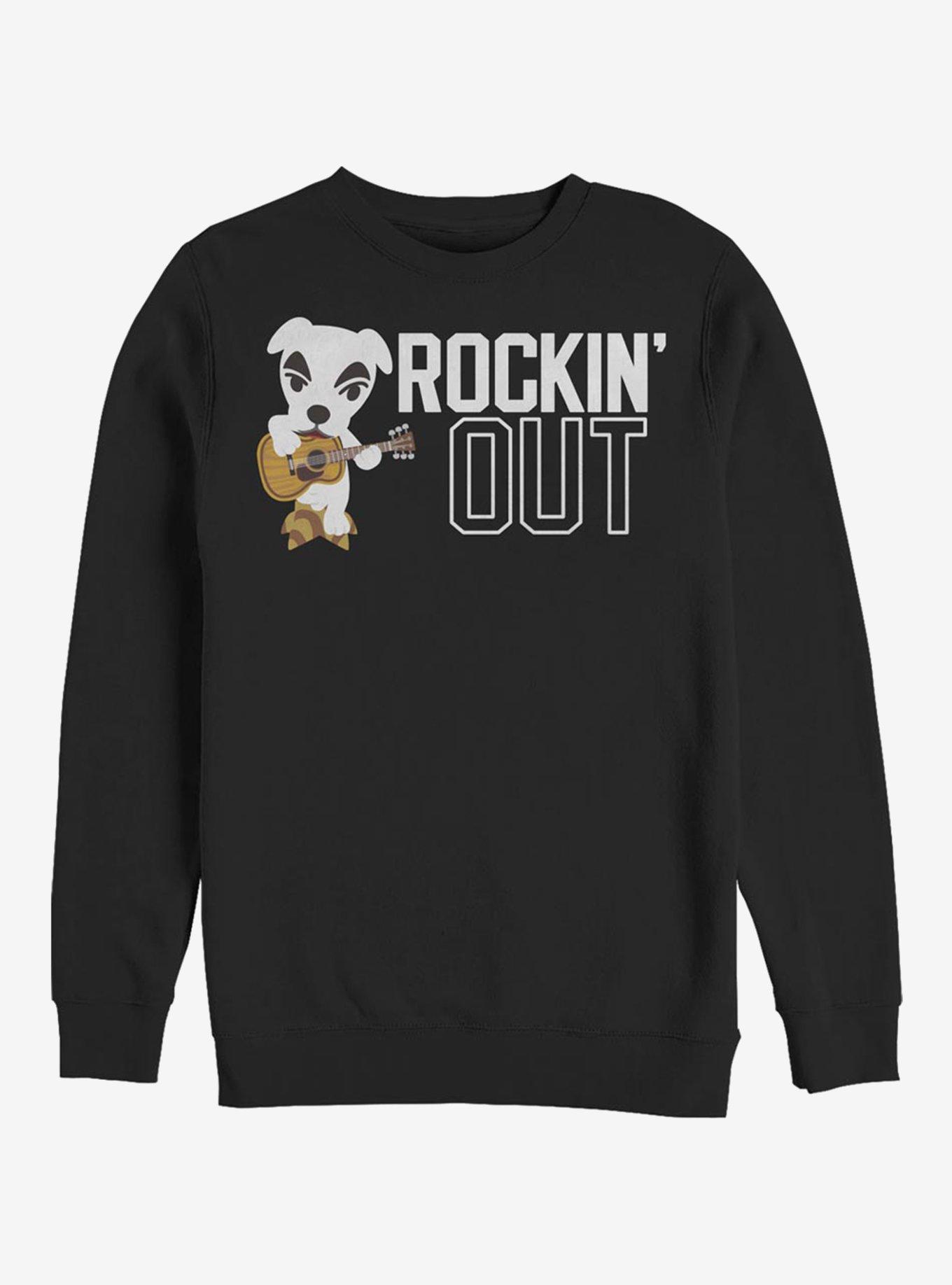 Animal Crossing Rockin Out Crewneck Sweatshirt , BLACK, hi-res