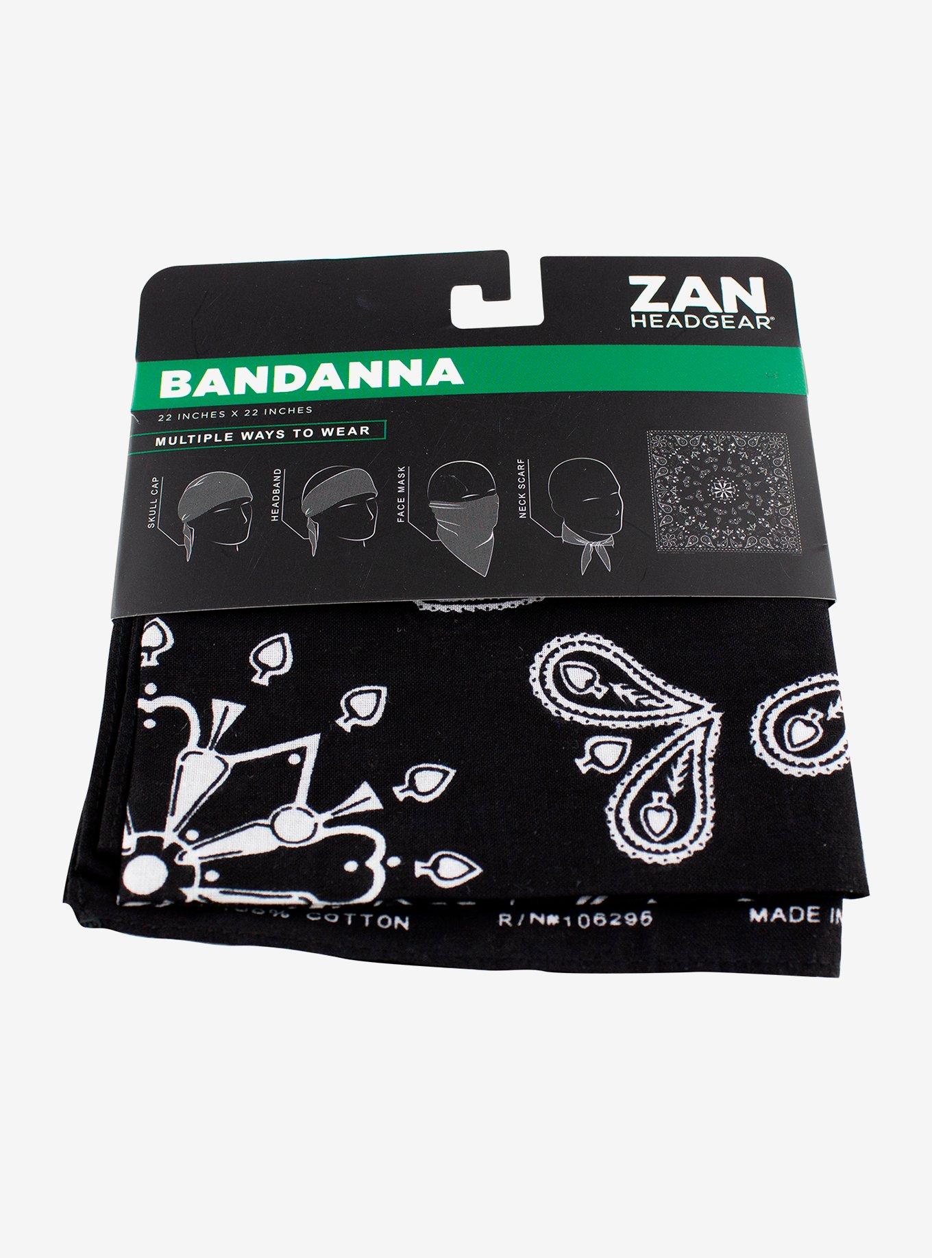 Black Paisley Print Bandana, , hi-res