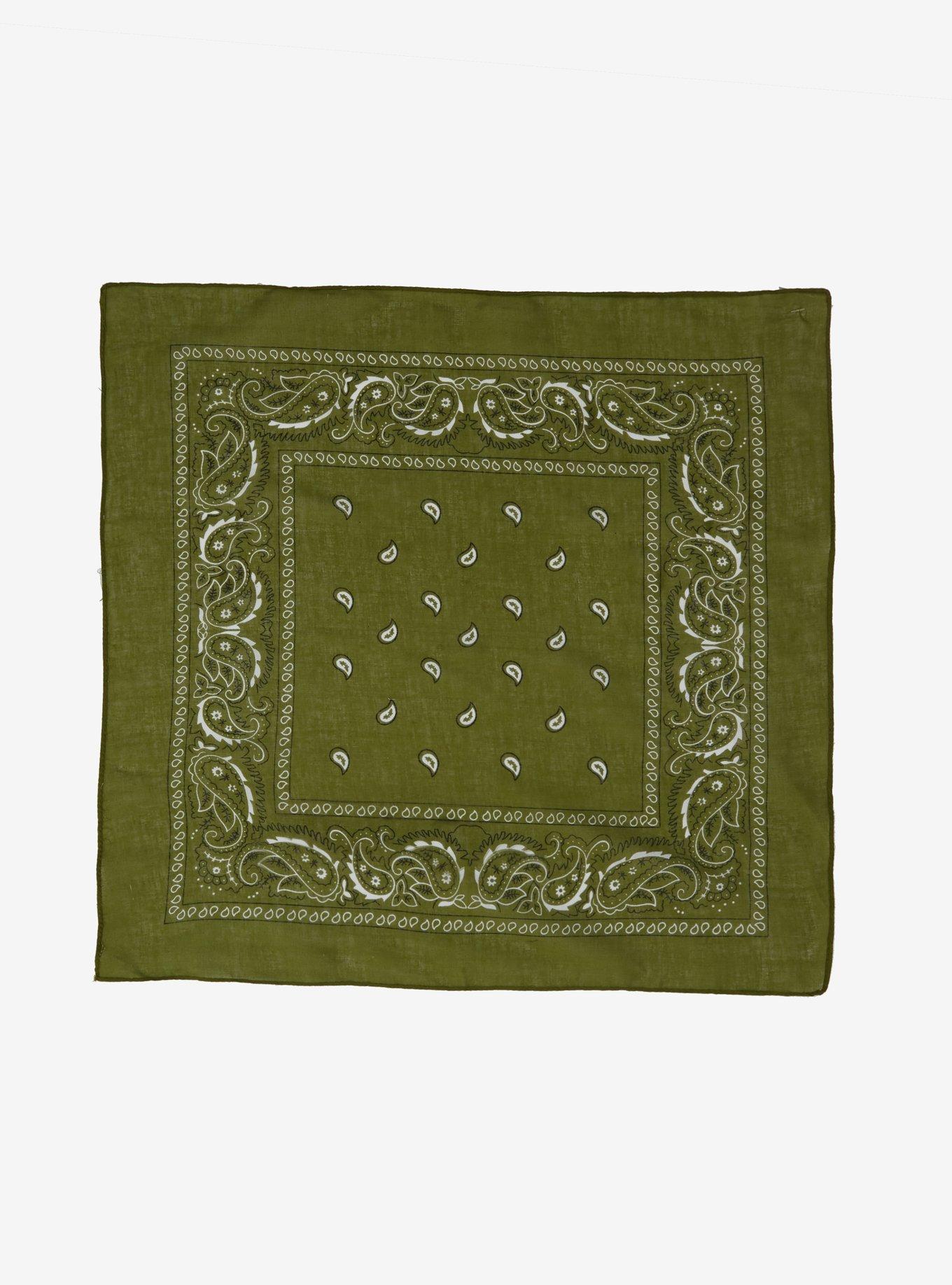 Olive Green Paisley Bandana, , hi-res