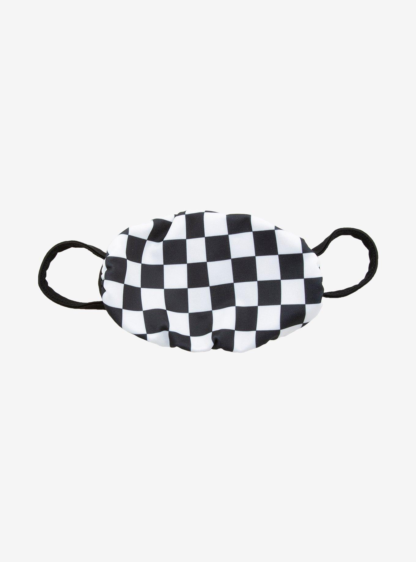 Black & White Checkered Fashion Face Mask, , hi-res