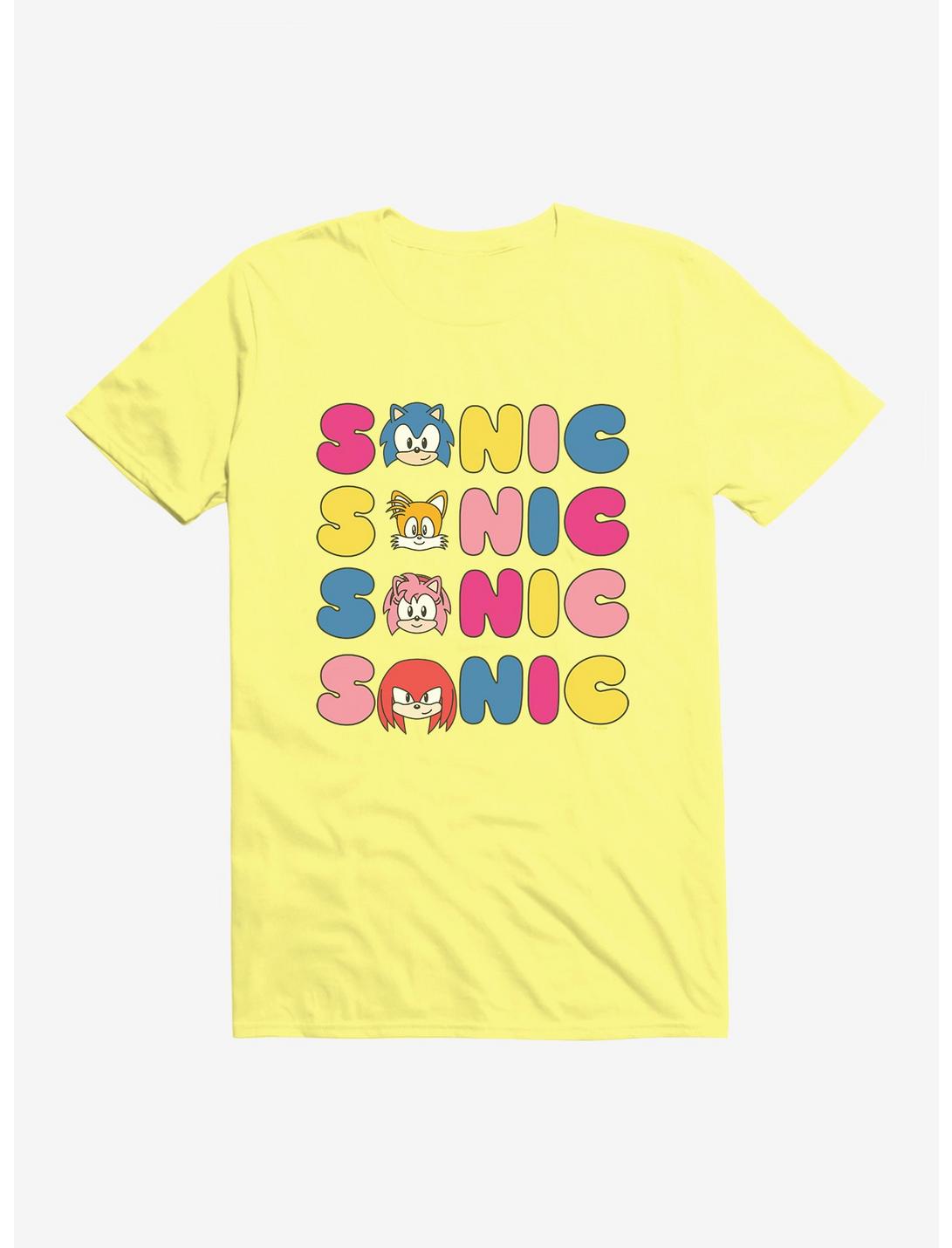 Sonic The Hedgehog Name Stack Friends T-Shirt, SPRING YELLOW, hi-res