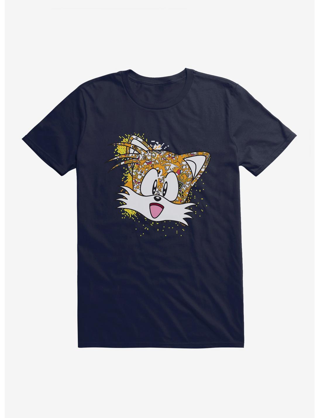 Sonic The Hedgehog Tails Pixel Profile T-Shirt, NAVY, hi-res