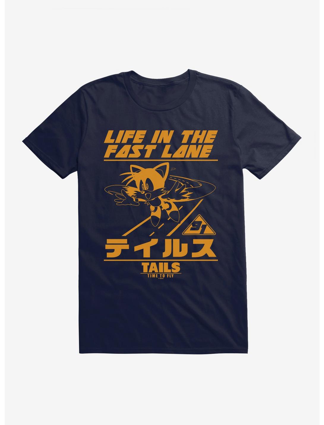 Sonic The Hedgehog Tails Living In The Fast Lane T-Shirt, NAVY, hi-res