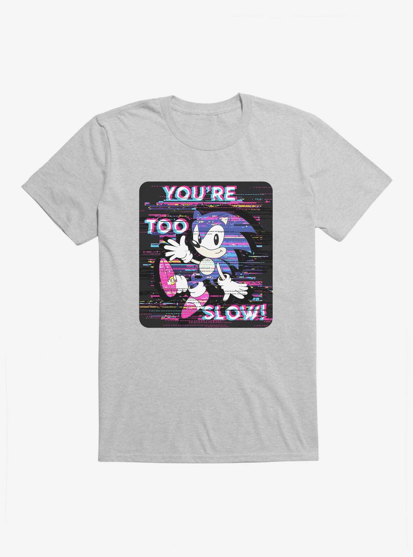 Sonic The Hedgehog Sonic Too Slow Glitch T-Shirt, HEATHER GREY, hi-res