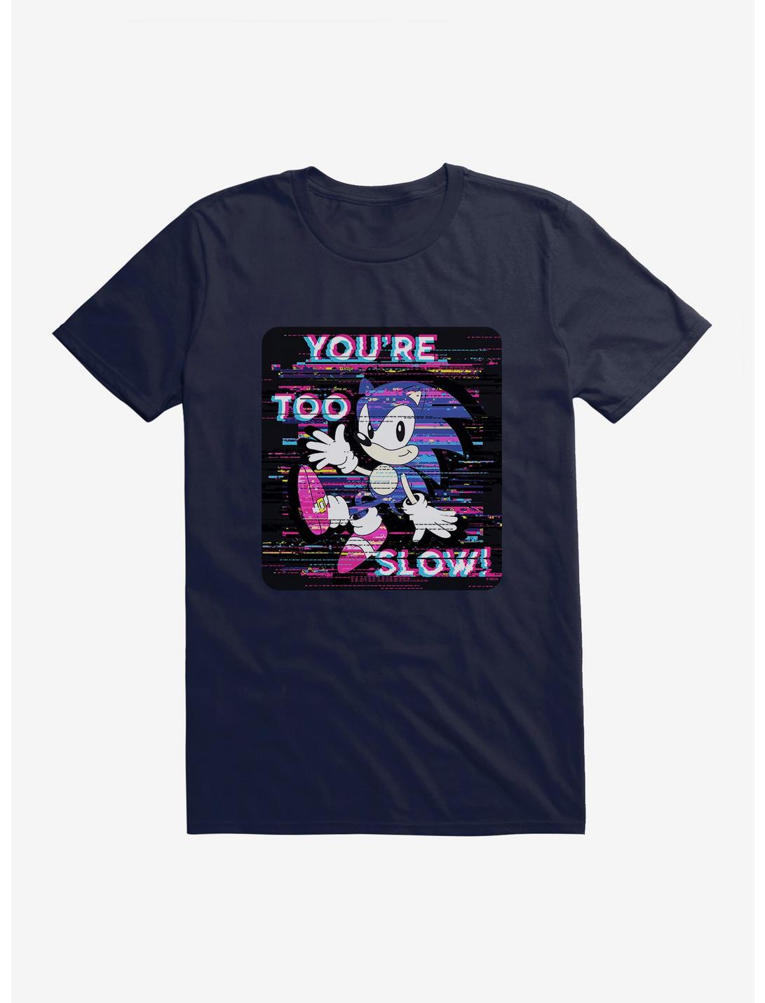 Sonic The Hedgehog Sonic Too Slow Glitch T-Shirt, NAVY, hi-res
