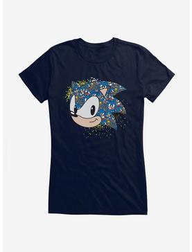 Sonic The Hedgehog Sonic Pixel Profile Girls T-Shirt, NAVY, hi-res