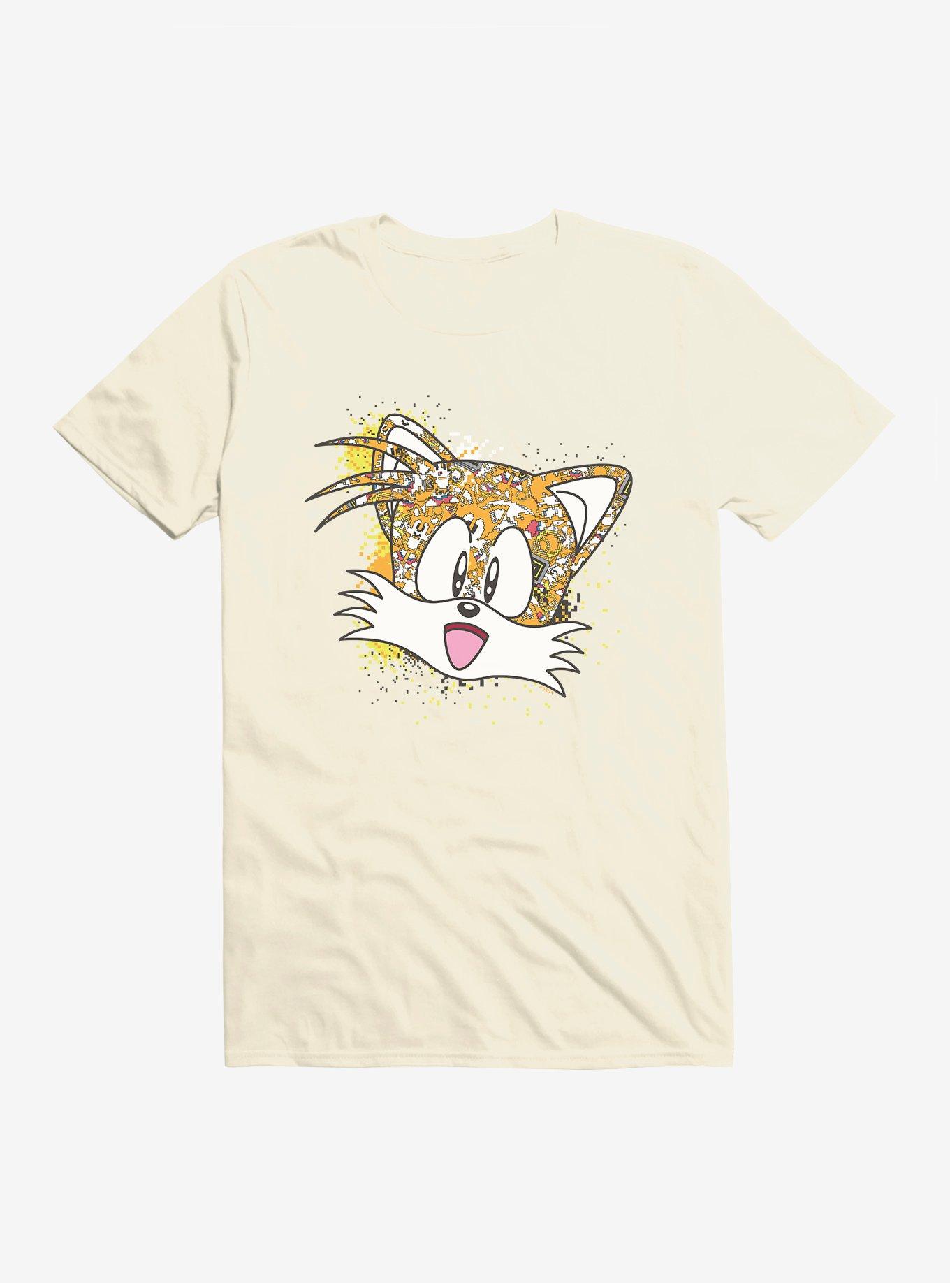 Sonic The Hedgehog Tails Pixel Profile T-Shirt, NATURAL, hi-res