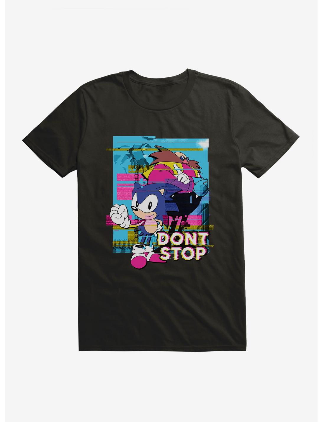 Sonic The Hedgehog Sonic Eggman Don't Stop Glitch T-Shirt, BLACK, hi-res
