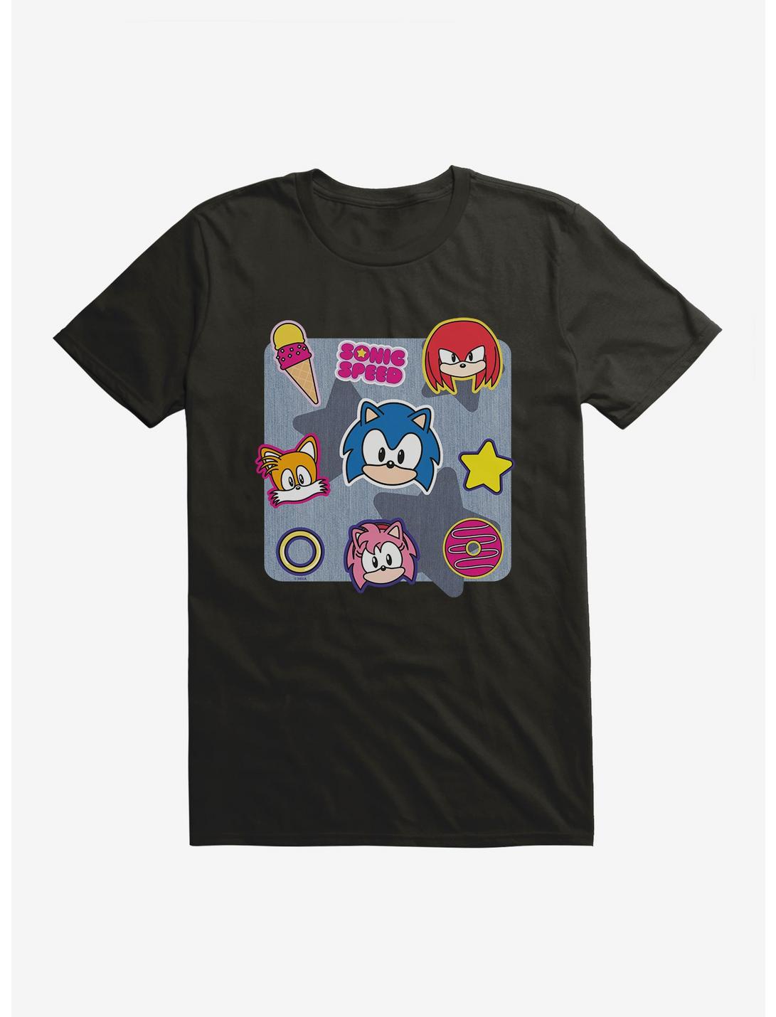 Sonic The Hedgehog Sonic Speed Friend Icons T-Shirt, BLACK, hi-res
