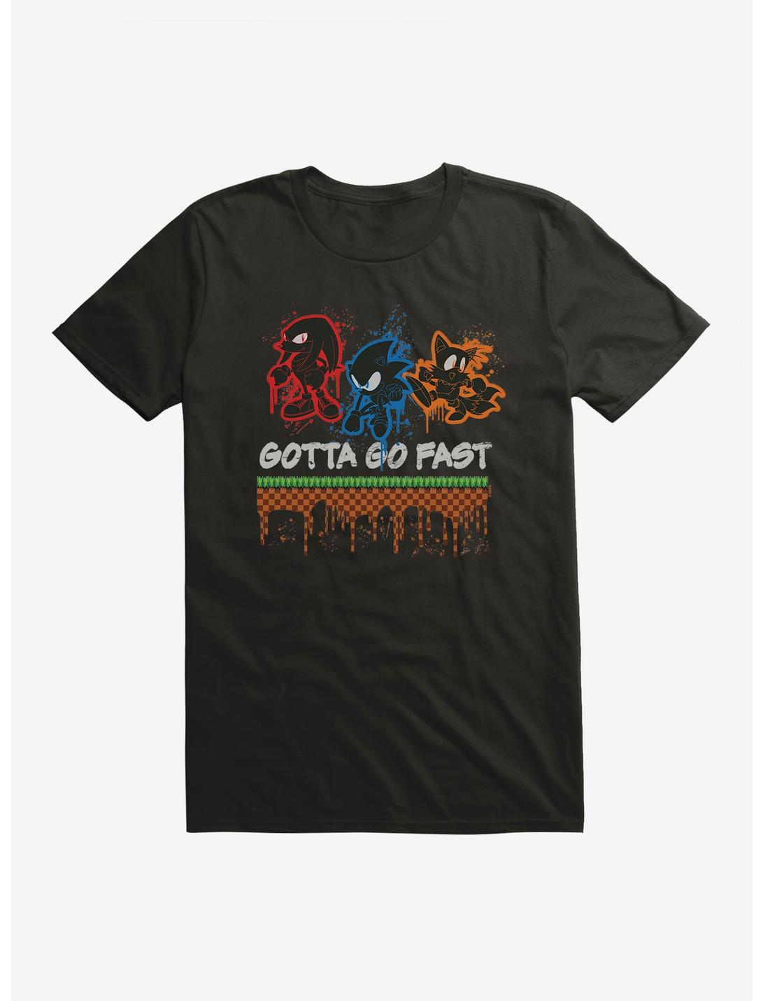 Sonic The Hedgehog Tails, Knuckles, And Sonic Gotta Go Fast! T-Shirt, BLACK, hi-res