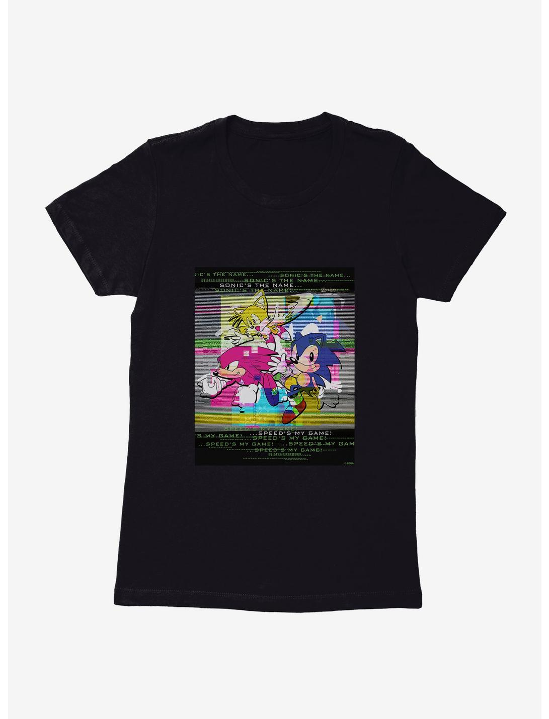 Sonic The Hedgehog Friends Together Glitch Womens T-Shirt, BLACK, hi-res
