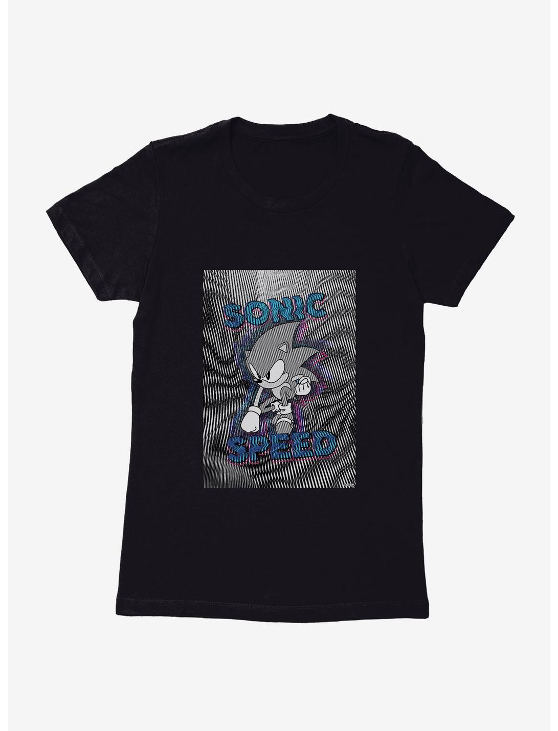 Sonic The Hedgehog Linear Art Glitch Womens T-Shirt, BLACK, hi-res