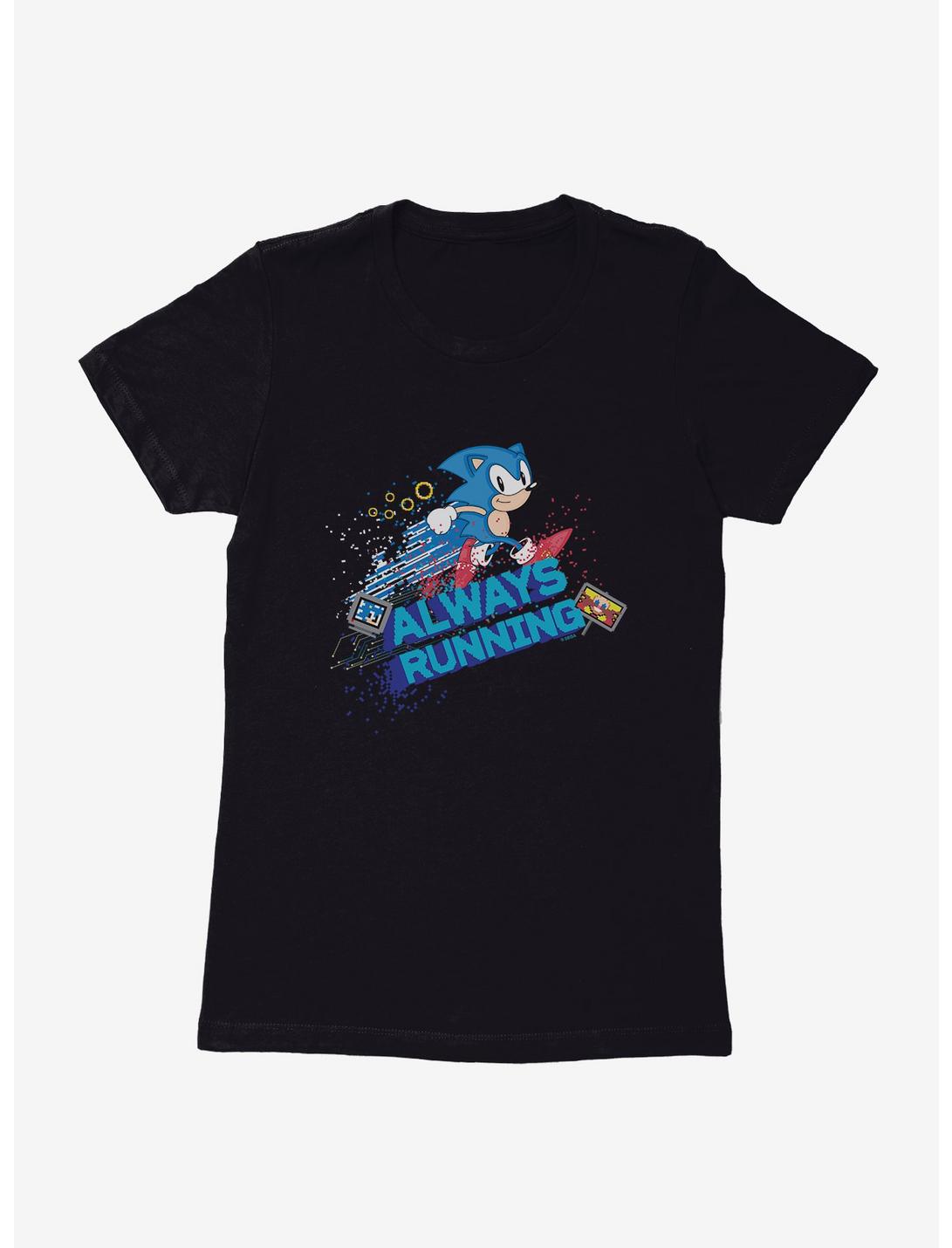 Sonic The Hedgehog Always Running Pixel Womens T-Shirt, BLACK, hi-res