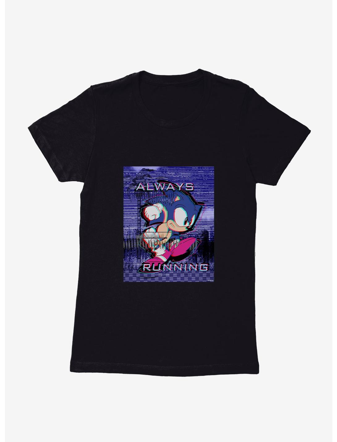 Sonic The Hedgehog Sonic Running Glitch Womens T-Shirt, BLACK, hi-res