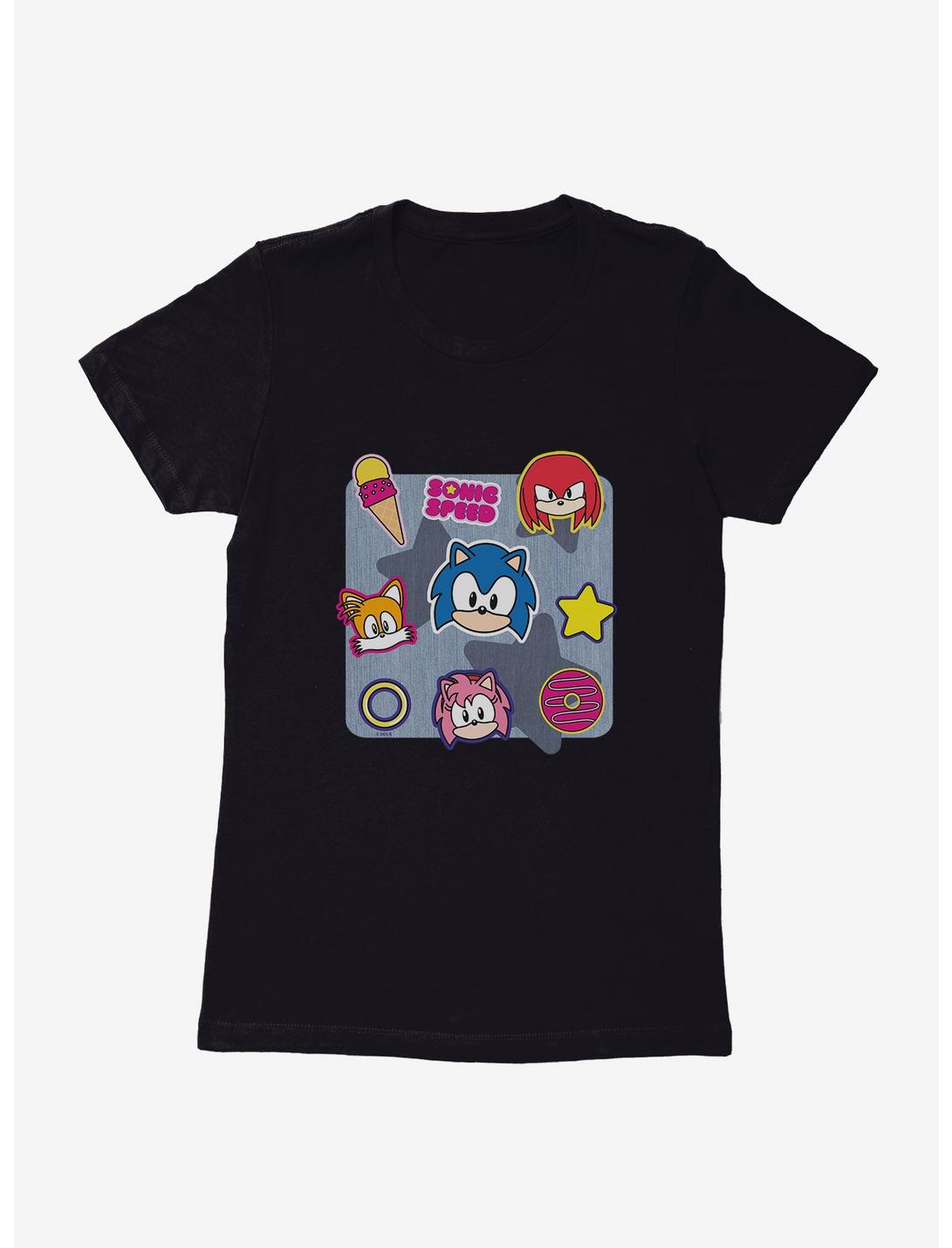Sonic The Hedgehog Sonic Speed Friend Icons Womens T-Shirt, BLACK, hi-res