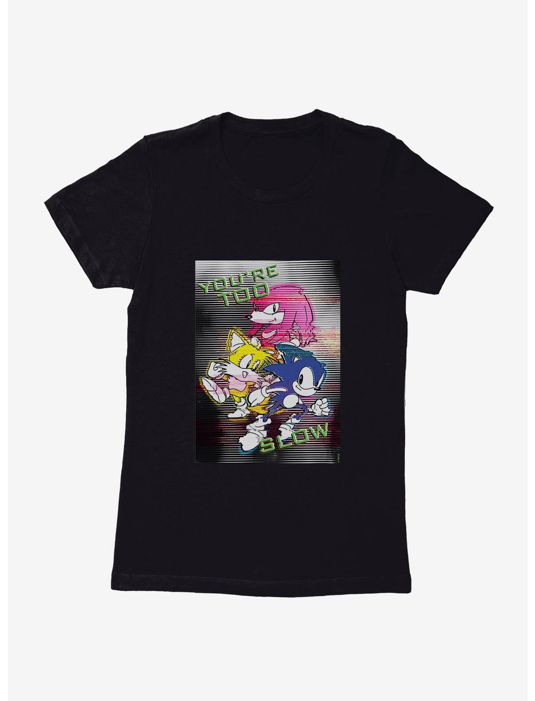 Sonic The Hedgehog Too Slow Glitch Womens T-Shirt, BLACK, hi-res