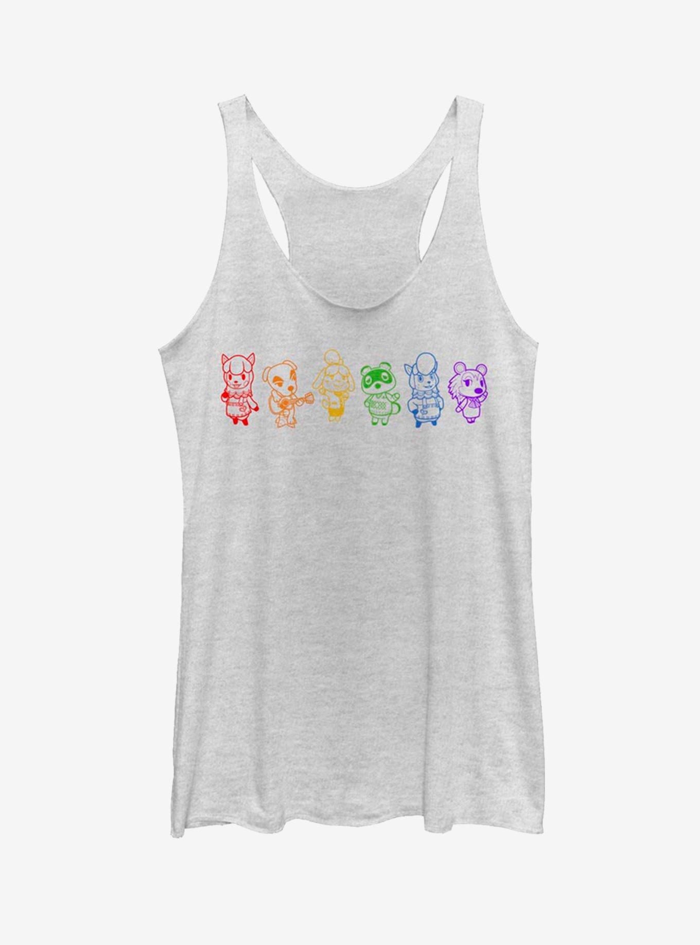 Nintendo Animal Crossing Line Art Rainbow Tank, WHITE HTR, hi-res