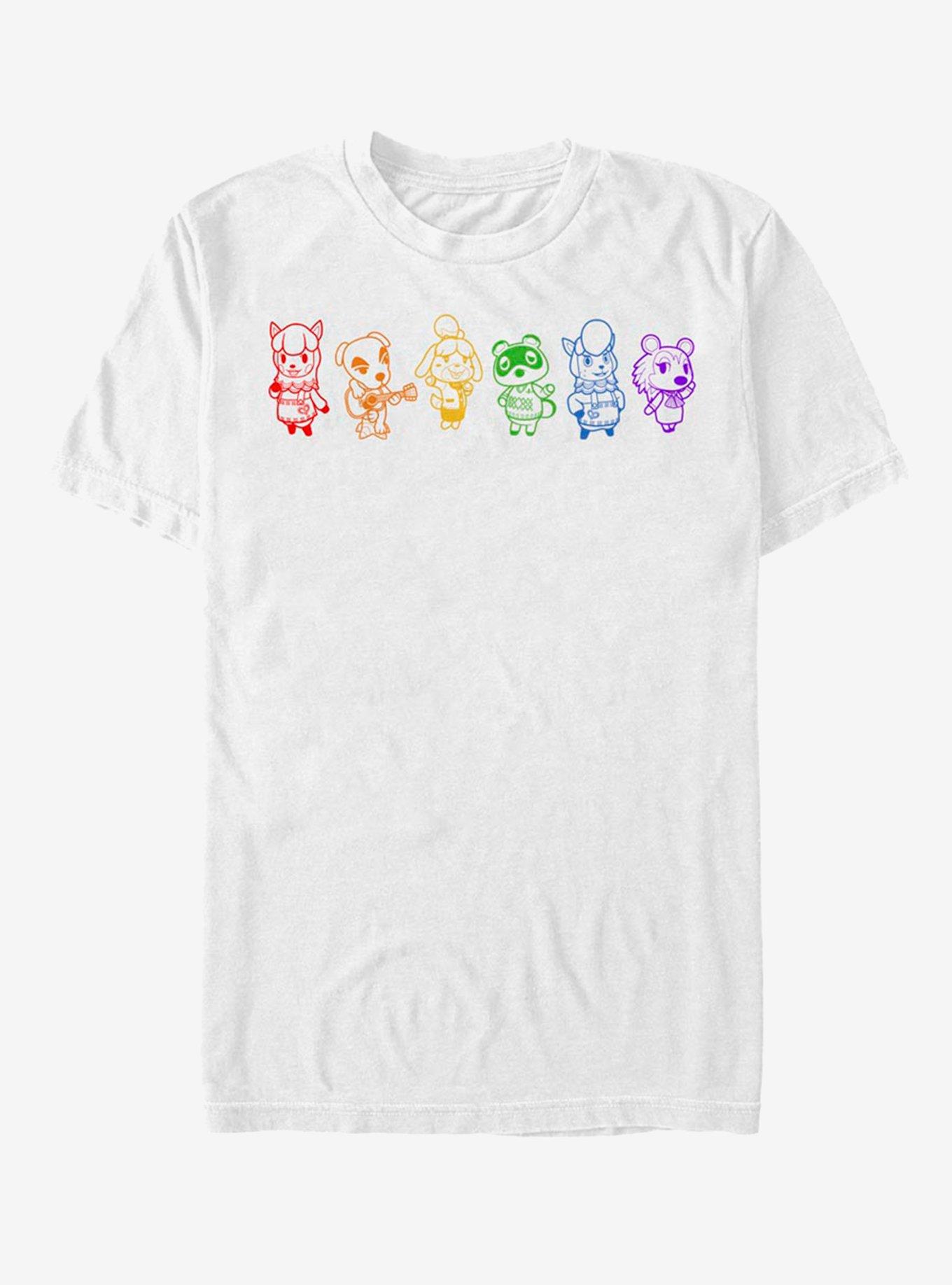 Nintendo Animal Crossing Line Art Rainbow T-Shirt, WHITE, hi-res