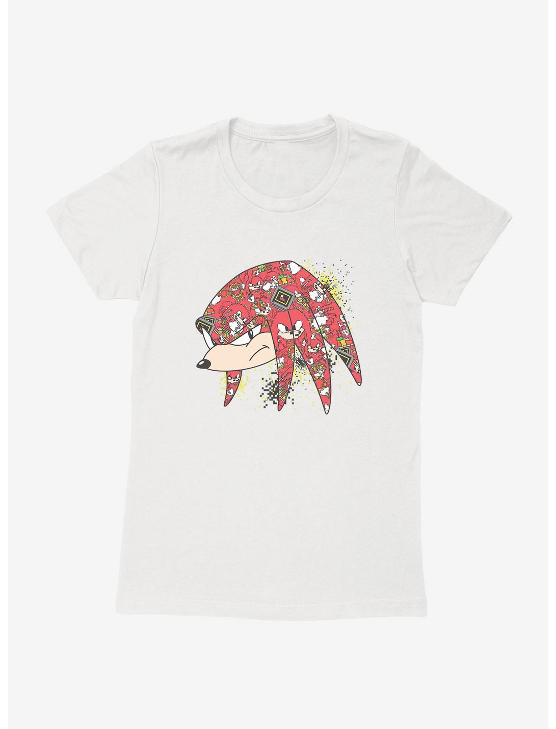 Sonic The Hedgehog Knuckles Pixel Profile Womens T-Shirt, WHITE, hi-res