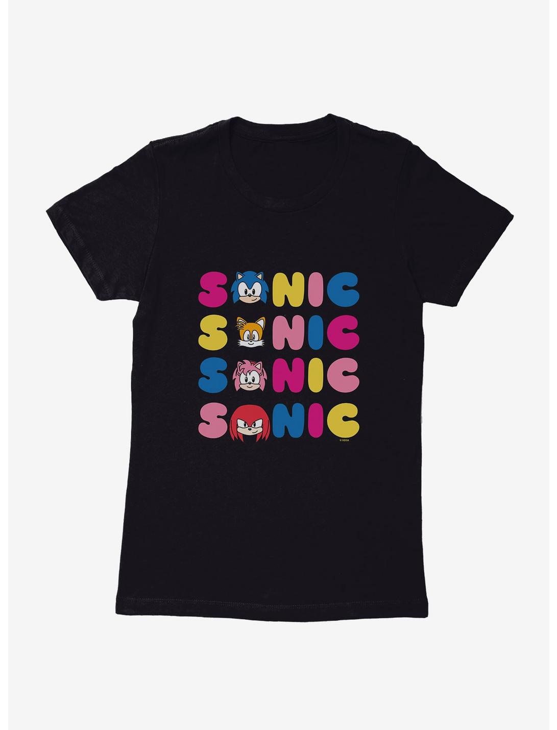 Sonic The Hedgehog Name Stack Friends Womens T-Shirt, BLACK, hi-res