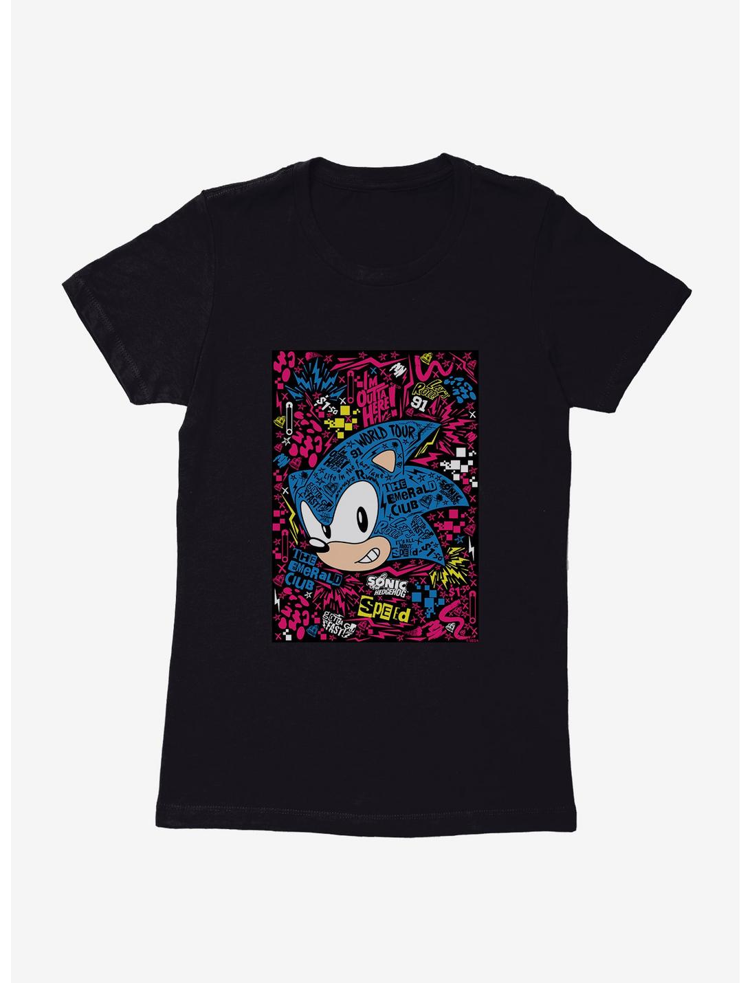 Sonic The Hedgehog Portrait Collage Womens T-Shirt, BLACK, hi-res