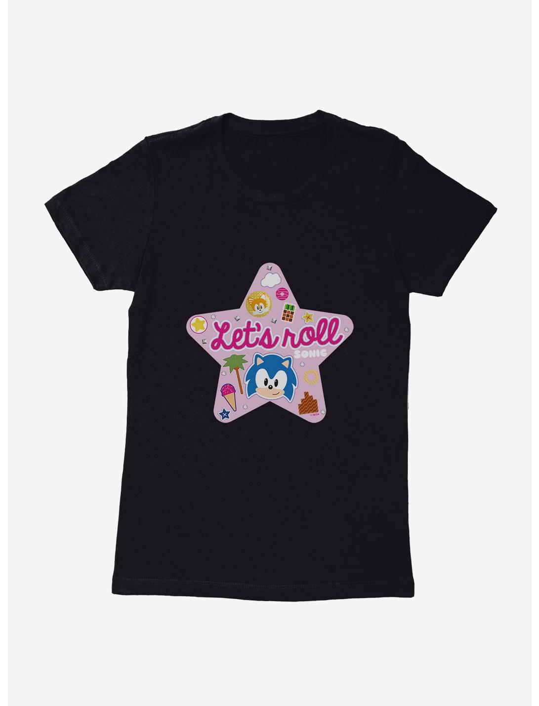 Sonic The Hedgehog Pink Pop Let's Roll Womens T-Shirt, BLACK, hi-res