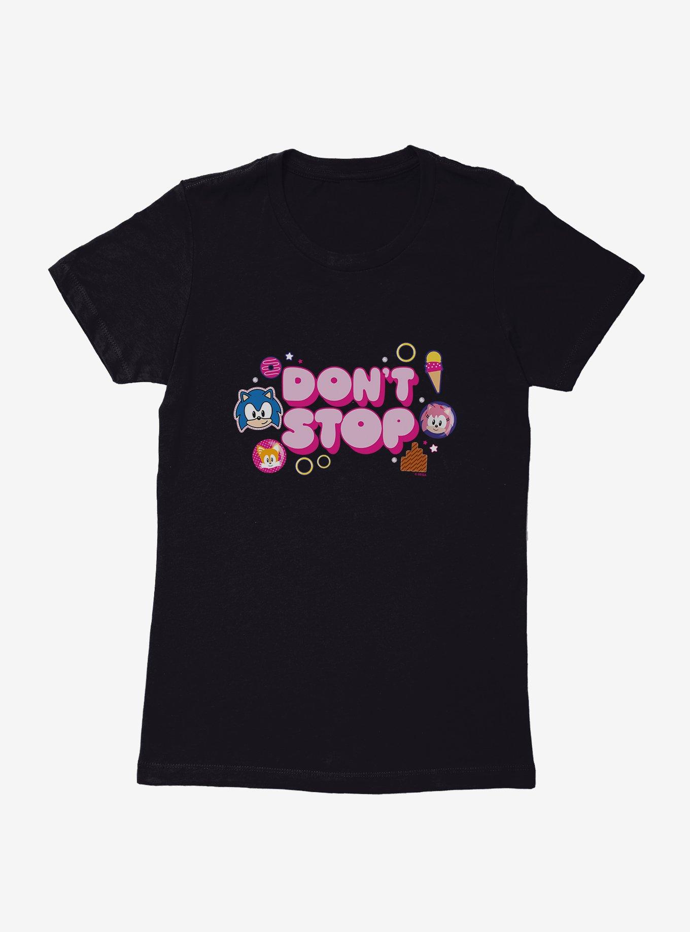 Sonic The Hedgehog Sonic Amy Don't Stop Pop Womens T-Shirt, BLACK, hi-res