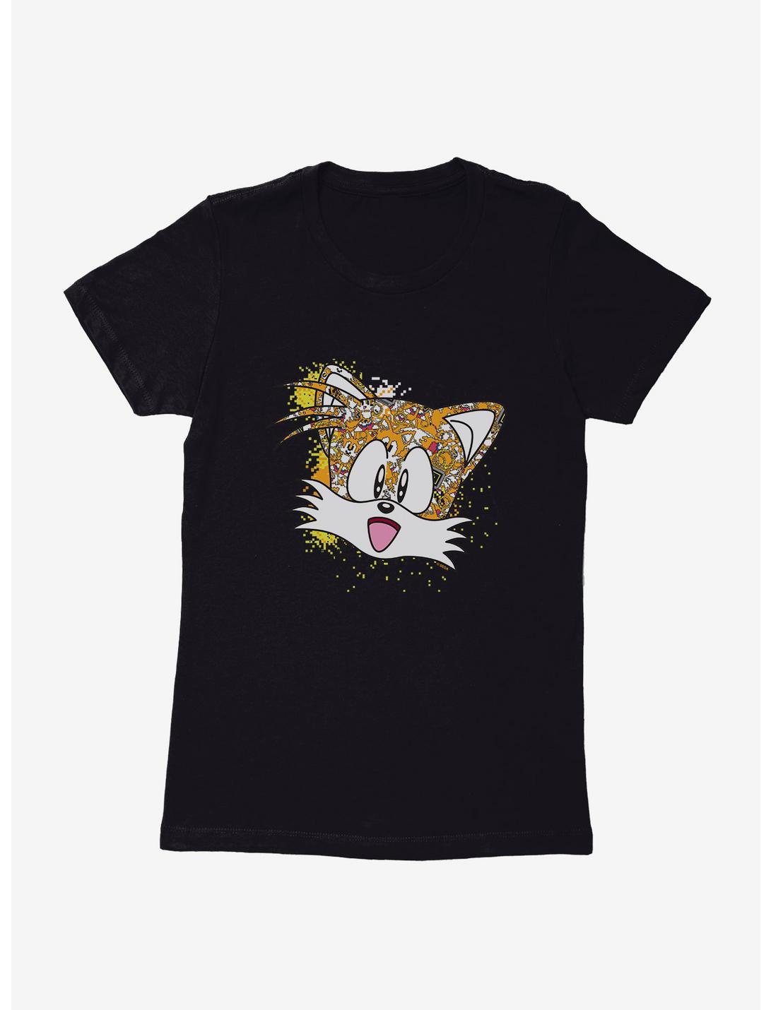 Sonic The Hedgehog Tails Pixel Profile Womens T-Shirt, BLACK, hi-res