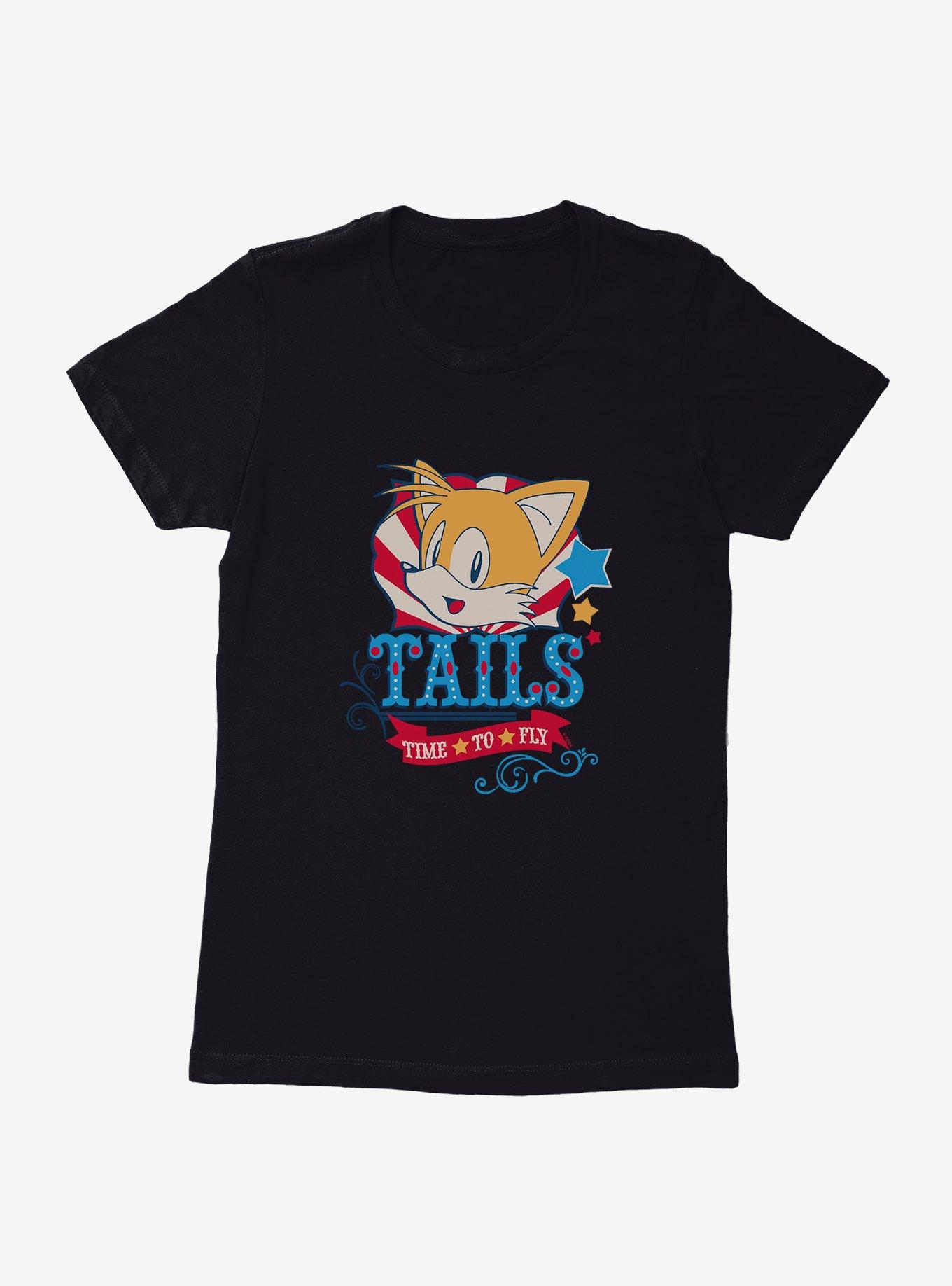 Sonic The Hedgehog Tails TIme To Fly Womens T-Shirt, BLACK, hi-res