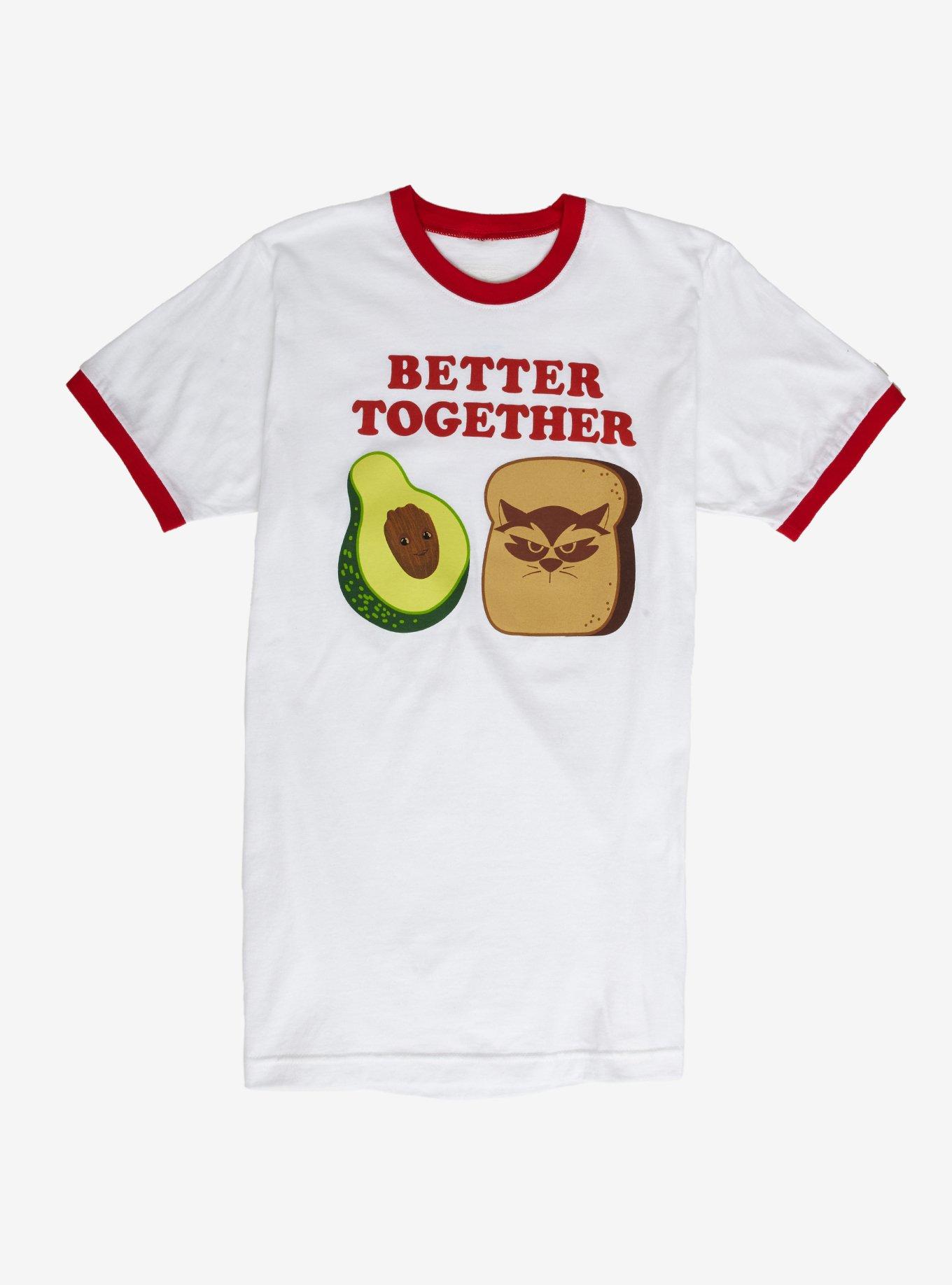 Marvel Guardians of the Galaxy Groot & Rocket Avocado Toast Women's Ringer T-Shirt, WHITE, hi-res