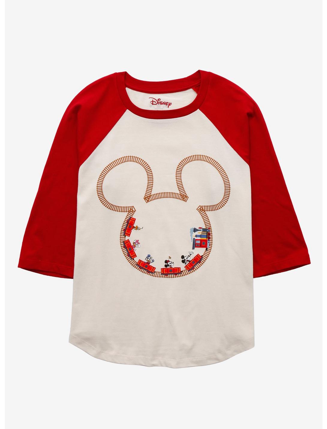Disney Mickey & Minnie's Runaway Railway Women's Raglan T-Shirt - BoxLunch Exclusive, RED, hi-res