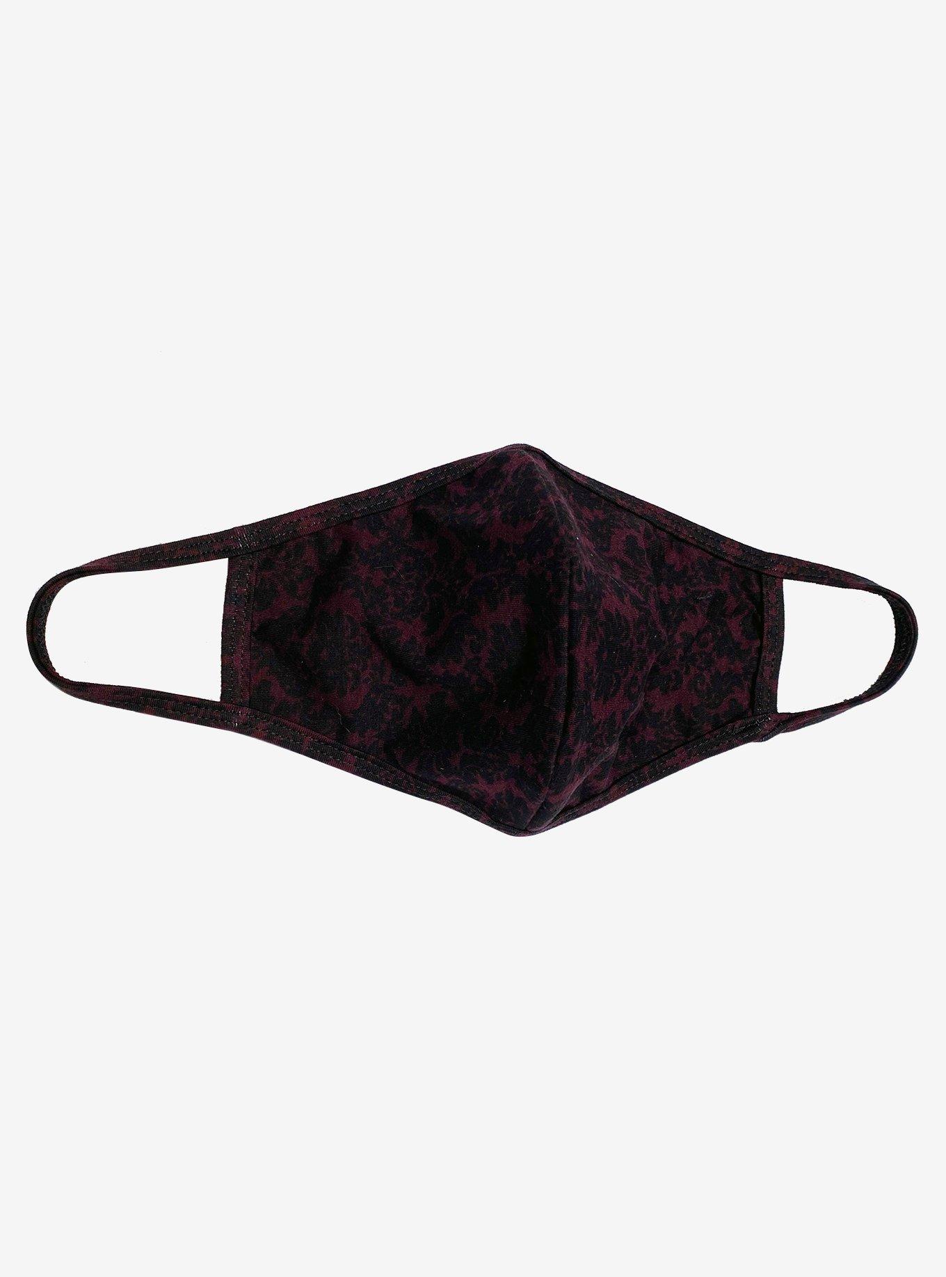 Black & Purple Damask Print Fashion Face Mask, , hi-res