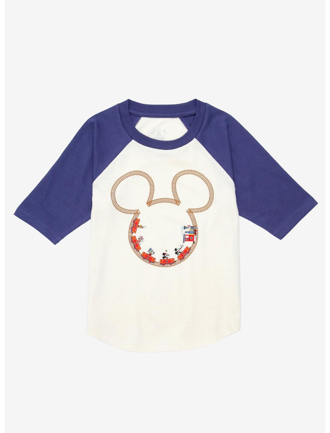 Disney Mickey & Minnie's Runaway Railway Track Toddler Raglan T-Shirt - BoxLunch Exclusive, WHITE, hi-res