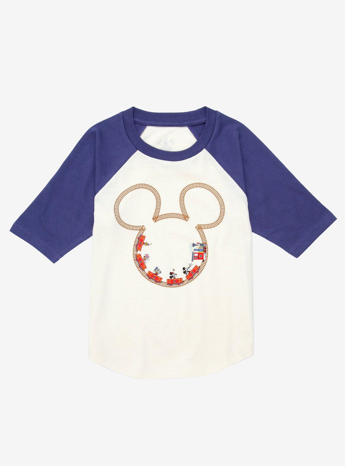 Disney Mickey & Minnie's Runaway Railway Track Toddler Raglan T-Shirt - BoxLunch Exclusive, WHITE, hi-res