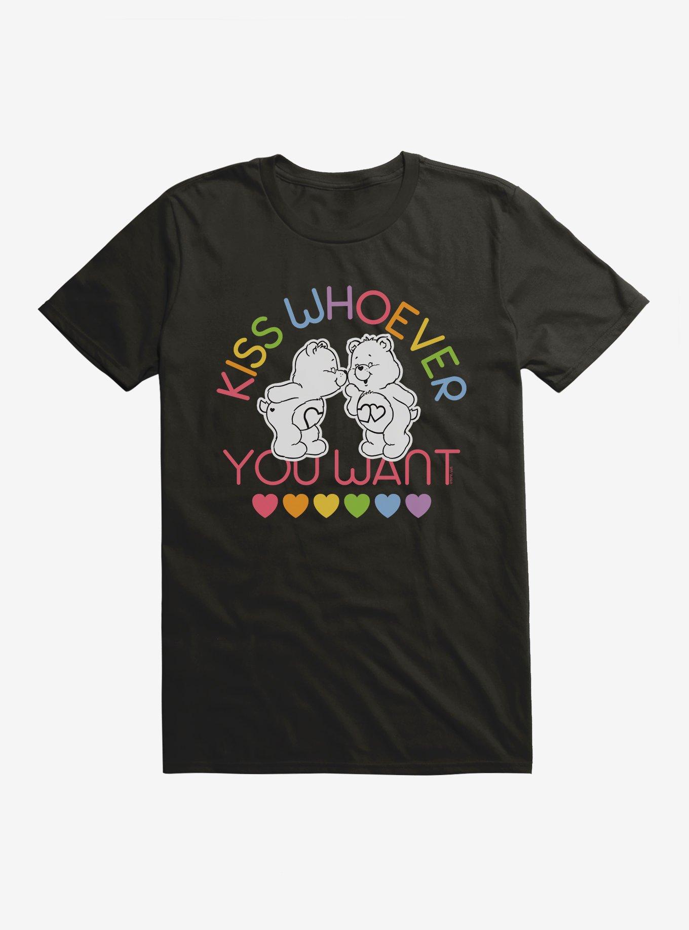 Care Bears Pride Tenderheart & Love-A-Lot Kiss Who You Want T-Shirt, BLACK, hi-res