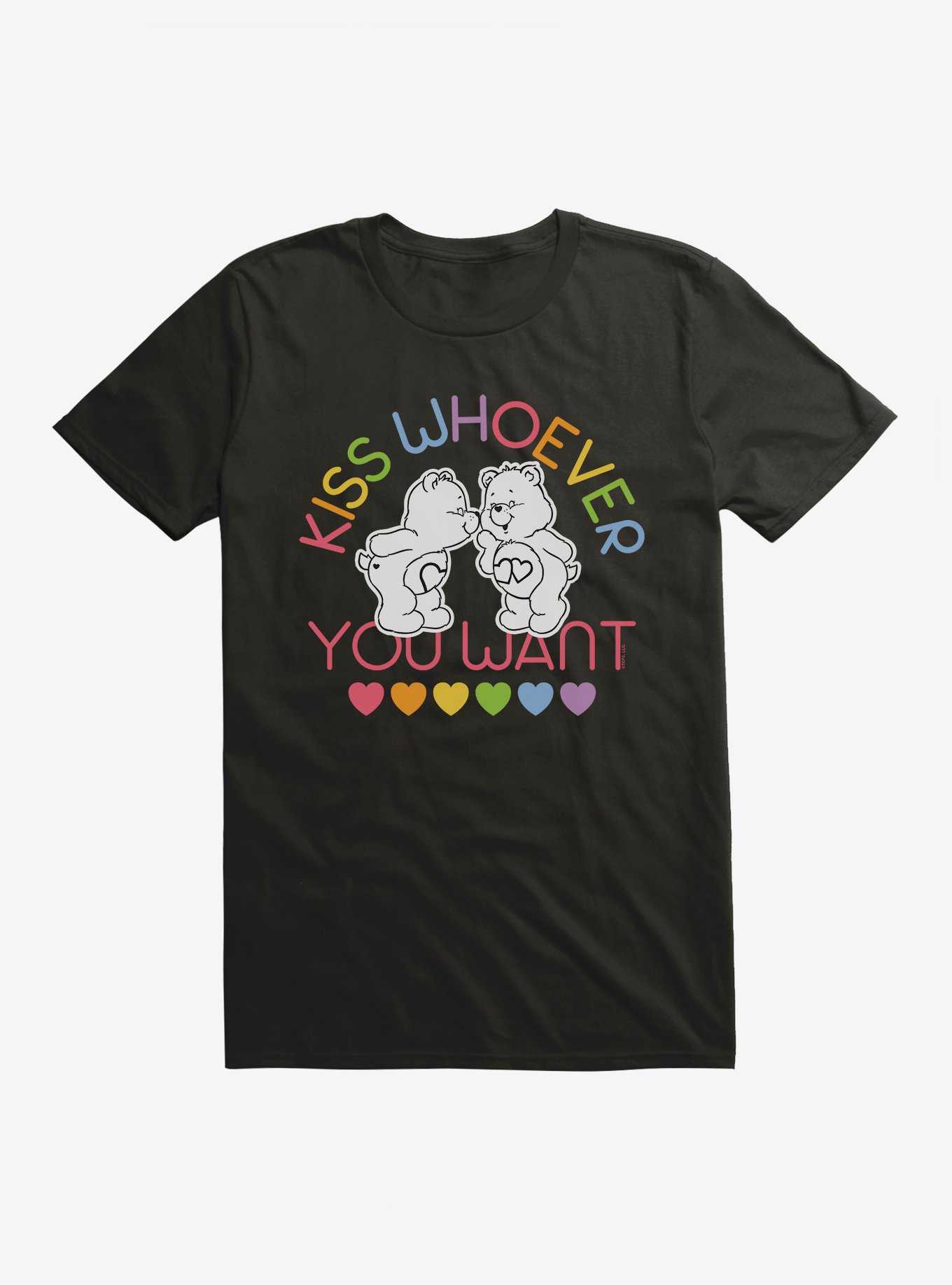 Care Bears Pride Tenderheart & Love-A-Lot Kiss Who You Want T-Shirt, BLACK, hi-res
