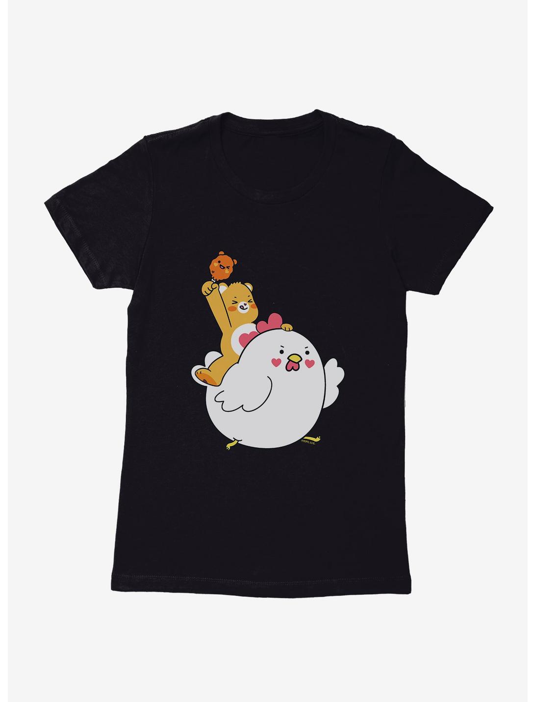 Care Bears Tenderheart Bear Chicken Ride Womens T-Shirt, BLACK, hi-res
