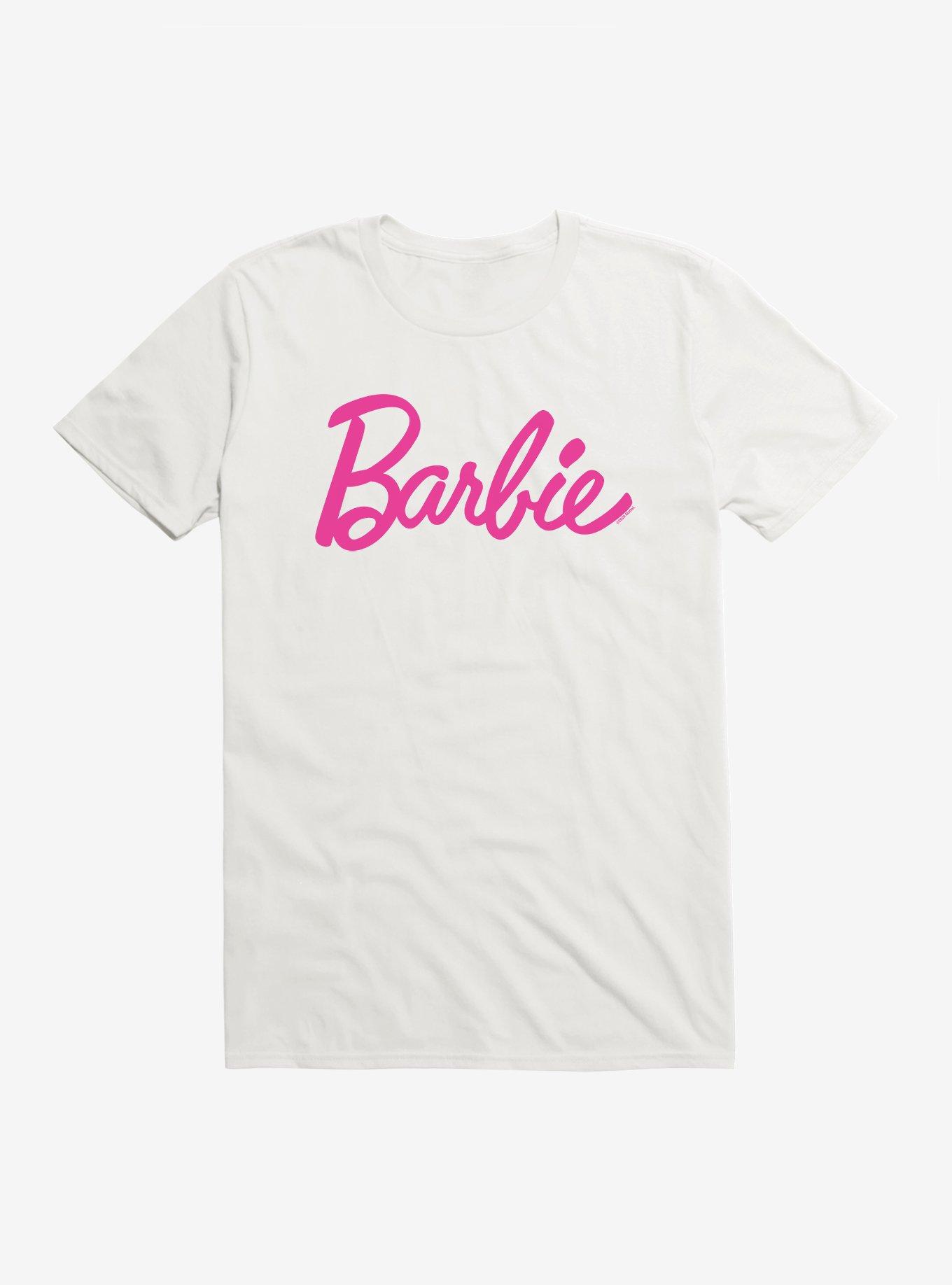 Barbie Classic Pink Script T-Shirt, WHITE, hi-res