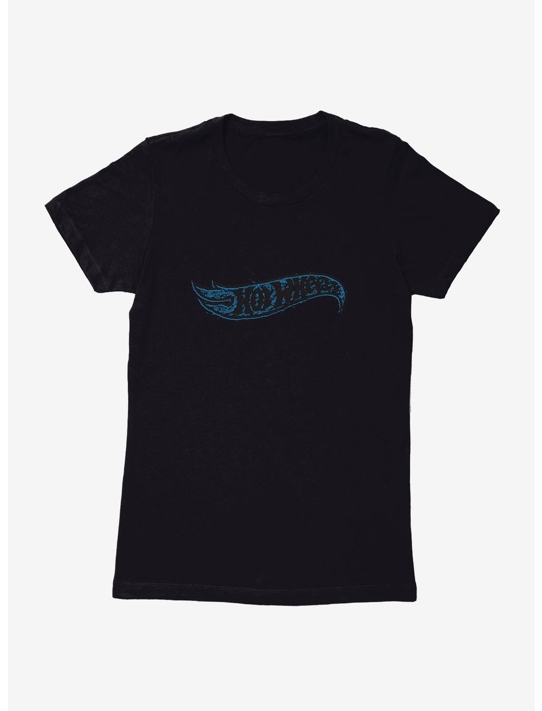 Hot Wheels Faded Blue Logo Womens T-Shirt, BLACK, hi-res