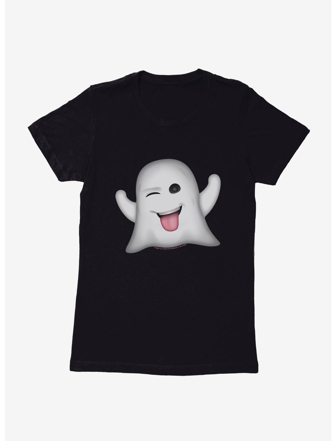 Emoji Ghost Expression Funny Womens T-Shirt, BLACK, hi-res